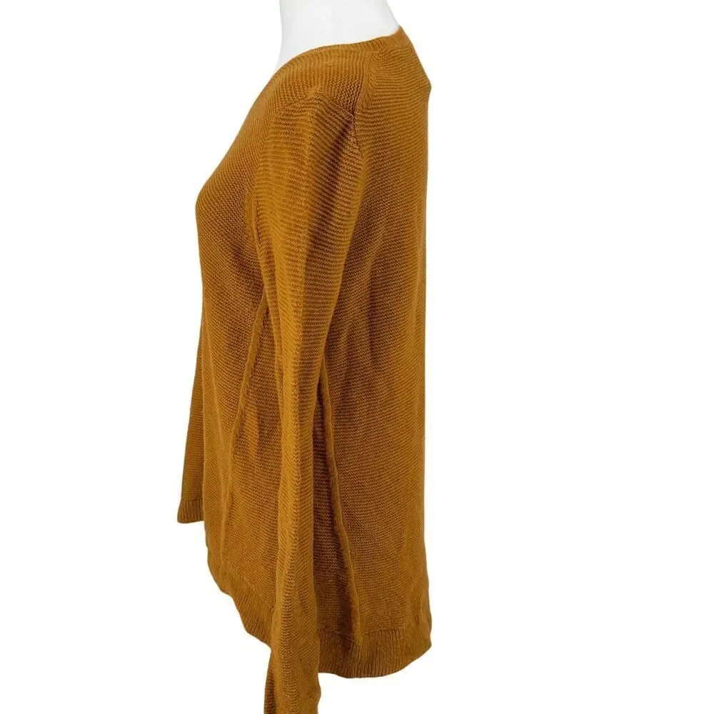 Madewell Women’s Mustard Yellow Knit Sweater Pullover Size Medium Cotton Blend - Picture 2 of 7